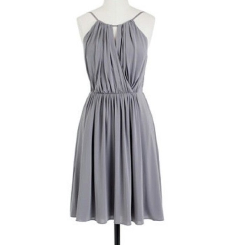 J. Crew Silver Gray Halter Bridesmaid Dress